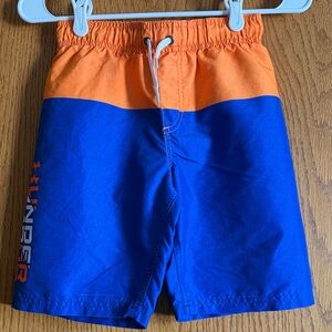 Hurley Boys Orange Blue Swim Trunks | Logo | Drawstring Board Shorts